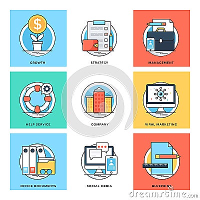 Flat Color Line Design Concepts Vector Icons 10 Stock Photo