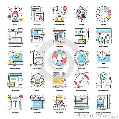 Flat Color Line Icons 14 Stock Photo