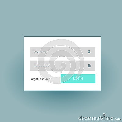 Flat color login form ui template in white Vector Illustration