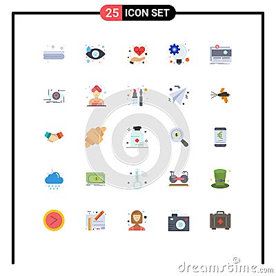 Flat Color Pack of 25 Universal Symbols of platform, funding, health, crowdfunding, innovative idea Vector Illustration