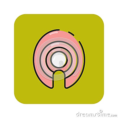Flat color tuna slice icon Vector Illustration