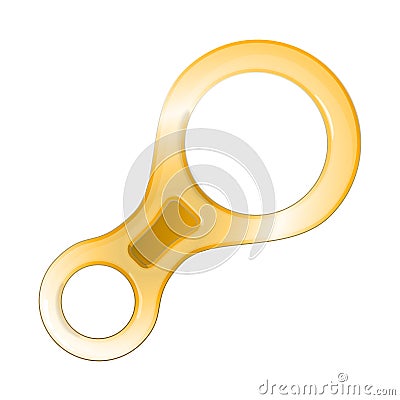 Flat color vector icon for yellow climbing descender device eight shape on white background. Vector Illustration