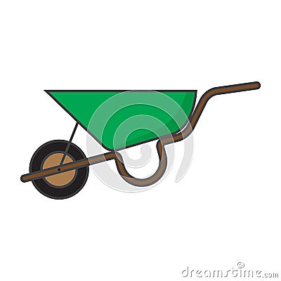 Flat color wheelbarrow icon Vector Illustration