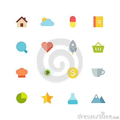 Flat colored icon set Vector Illustration