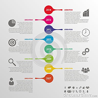 Flat colorful abstract timeline infographics vector Vector Illustration