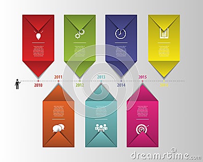 Flat colorful abstract timeline infographics. Vector Vector Illustration