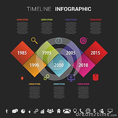 Flat colorful abstract timeline infographics vector illustration Vector Illustration