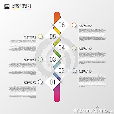 Flat colorful abstract timeline infographics vector illustration with rectangle Vector Illustration