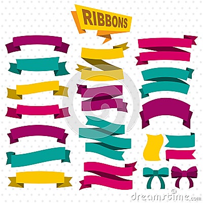 Flat Colorful Blank Ribbons Collection Vector Illustration