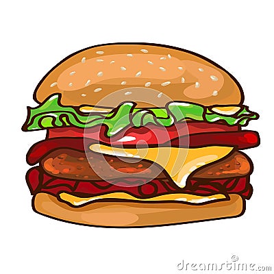 Flat Colorful Burger Concept Vector Illustration