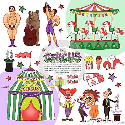 Flat Colorful Circus Template Vector Illustration