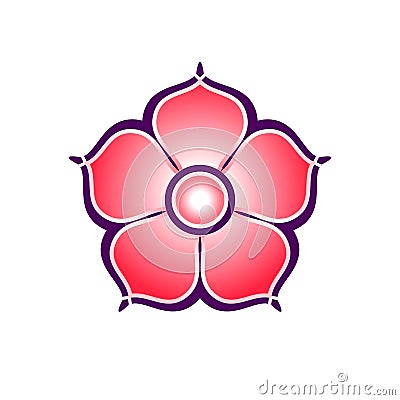 Flat colorful icon of sakura flower Vector Illustration