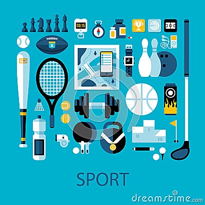 Flat colorful illustration about sport and fitness Vector Illustration
