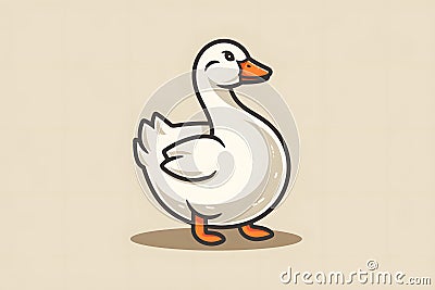 Flat colorful logo of a cute goose in cartoon style Stock Photo
