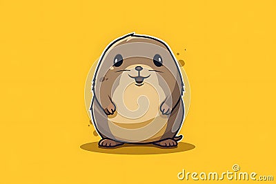 Flat colorful logo of a cute mole in cartoon style Stock Photo