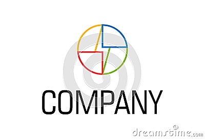 Colorful Simple Circle Electric Line Art Logo Design Vector Illustration