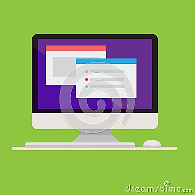 Flat computer design with keyboard Vector Illustration