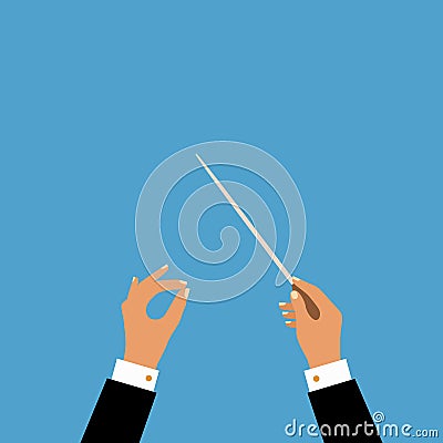 Flat concept of music orchestra or chorus conductor Vector Illustration