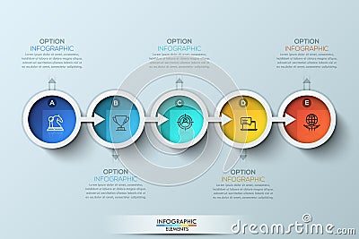 Flat connection timeline infographic design template with color icons. Vector Illustration