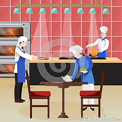 Flat Cooking People Composition Vector Illustration