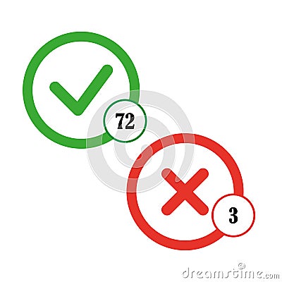 Flat cross tick numbers for web design. Graphic element. Vector illustration. Vector Illustration