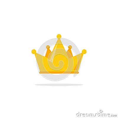 Flat crown king vector icon. Queen princess design crown gold royal corona Vector Illustration