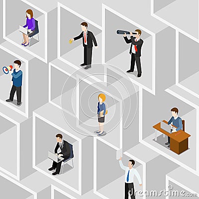 Flat 3d isometric business people professional diversity concept Vector Illustration