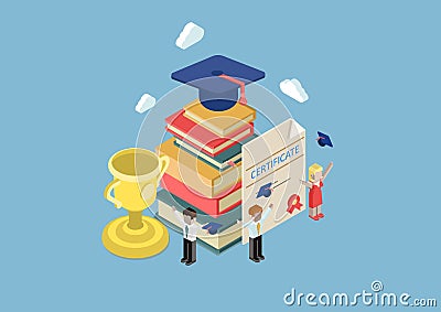 Flat 3d isometric education infographic concept vector Vector Illustration