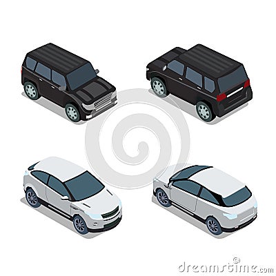 Flat 3d isometric high quality city road transport Stock Photo