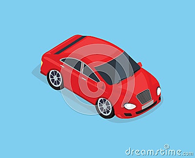 Flat 3d Isometric High Quality Sedan Automobile Vector Illustration