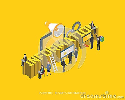 Flat 3d isometric illustration infomation concept design, Abstract urban modern style, high quality business series. Cartoon Illustration