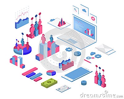 Flat 3d isometric infographic for your business presentations. Big set of infographics with data icons, charts and design elements Stock Photo