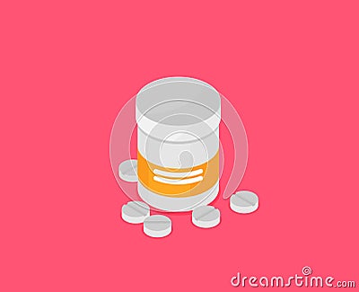 Flat 3d isometric pharmaceutics pharmacy drug Vector Illustration