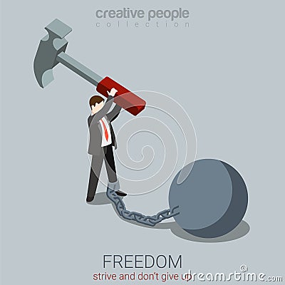 Flat 3d isometric vector freedom strive do not give up Vector Illustration