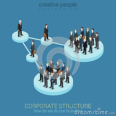 Flat 3d isometric web infographic organization chart concept Vector Illustration