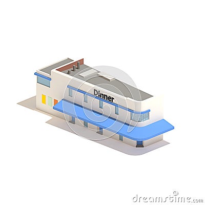 3d model isometric restaurant diner isolated on white background Stock Photo