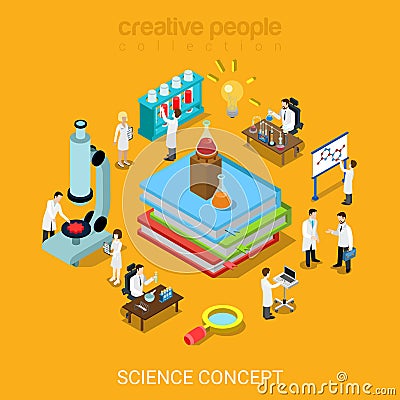 Flat 3d vector science chemical pharmaceutical research lab icon Vector Illustration