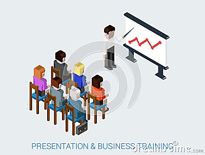 Flat 3d web isometric business meeting, skull session, council Vector Illustration