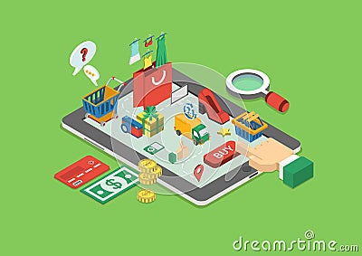 Flat 3d web isometric online shopping, sales infographic concept Vector Illustration