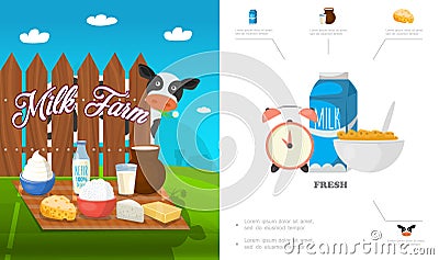 Flat Dairy Products Concept Vector Illustration