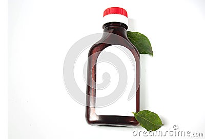 Flat dark bottle isolated on white background copyspace Stock Photo