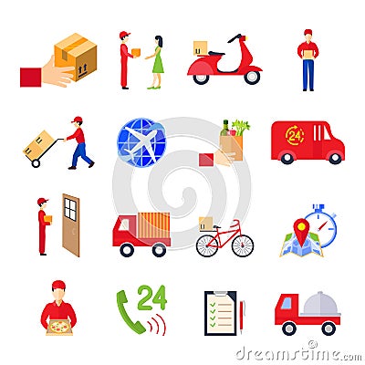Flat Delivery Icon Set Vector Illustration