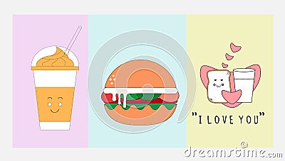 Food and drink icon set with flat design concept Vector Illustration