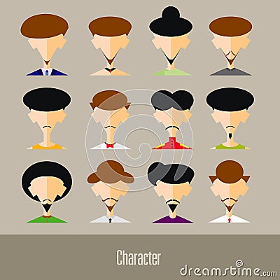 The Flat design avatar app icons set user face people man . Vector Illustration Design Vector Illustration