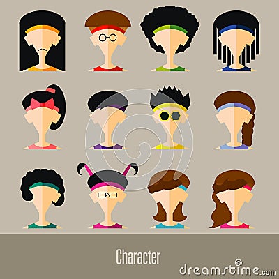 The Flat design avatar app icons set user face people man women . Vector Illustration Design Vector Illustration