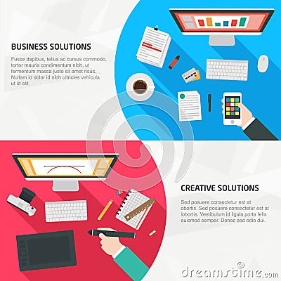Flat Design Banners for business and creativity Vector Illustration