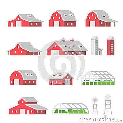 Flat design Barns Farm isolated Stock Photo