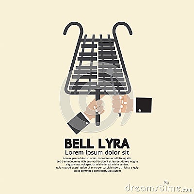 Flat Design Bell Lyra With Hands Vector Illustration