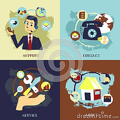 Flat design for business customer service concepts Vector Illustration