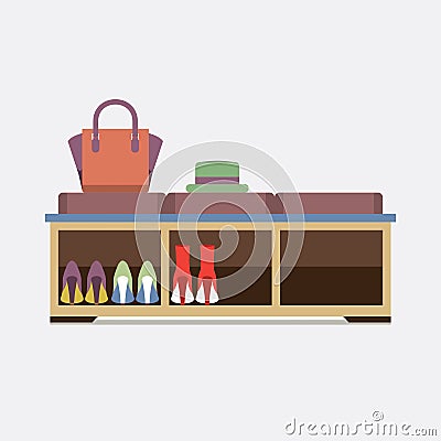 Flat Design Cabinet Seat on White Background Vector Vector Illustration